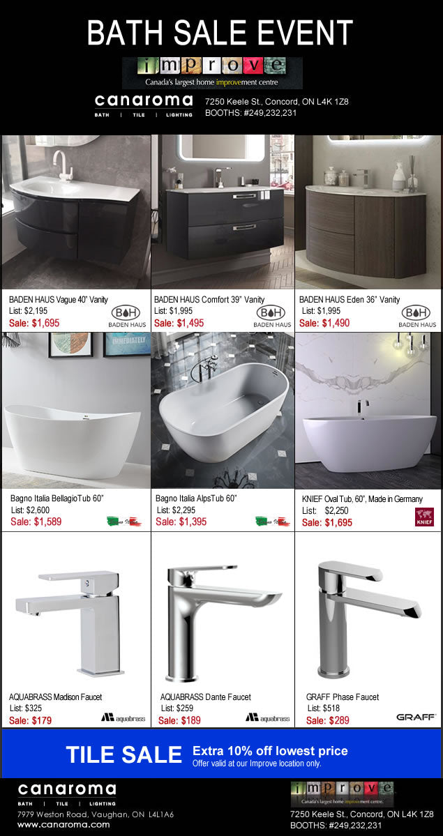 IMPROVE CANADA Bathroom Sales Event