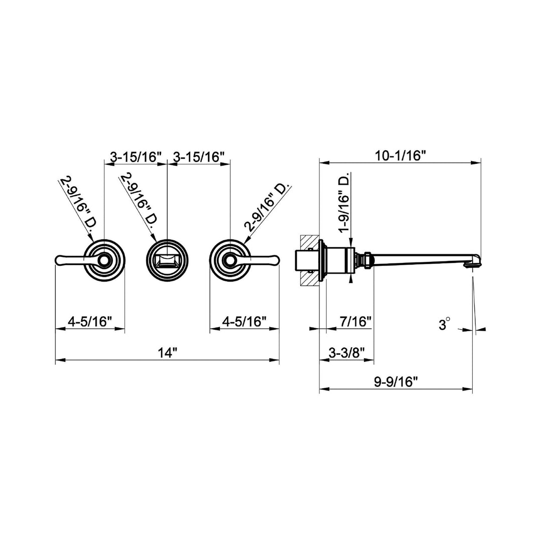 Gessi Venti20 Wall Mounted Bathroom Faucet