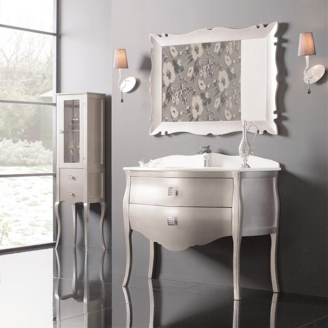 Macral Bath Vanity Paris, White Gloss with Black Sink