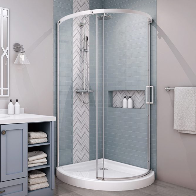 Corner Round Rolling and Sliding Shower Doors, Vague