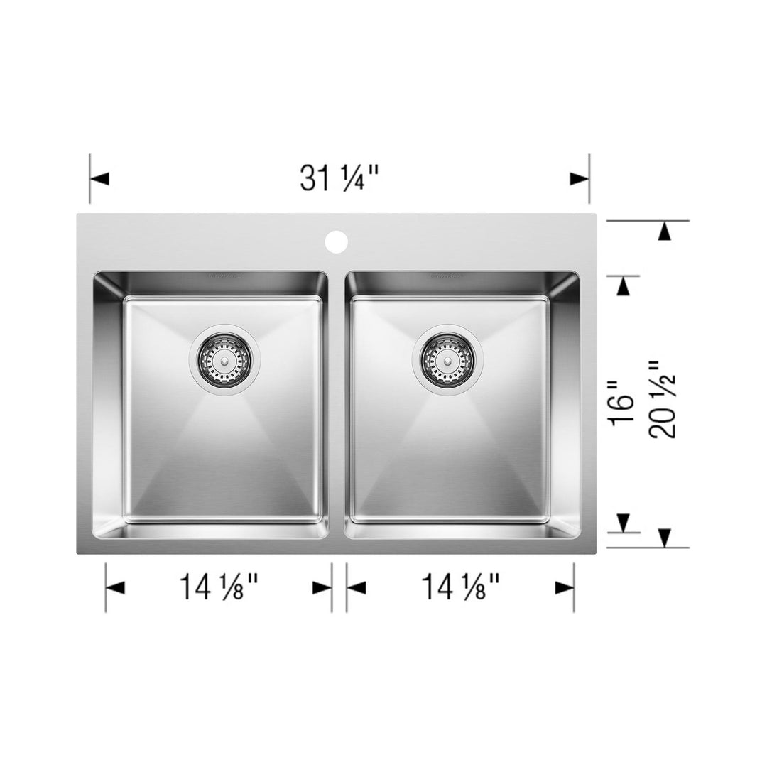 Blanco Quatrus 15 Double Bowl Dual Mount Kitchen Sink