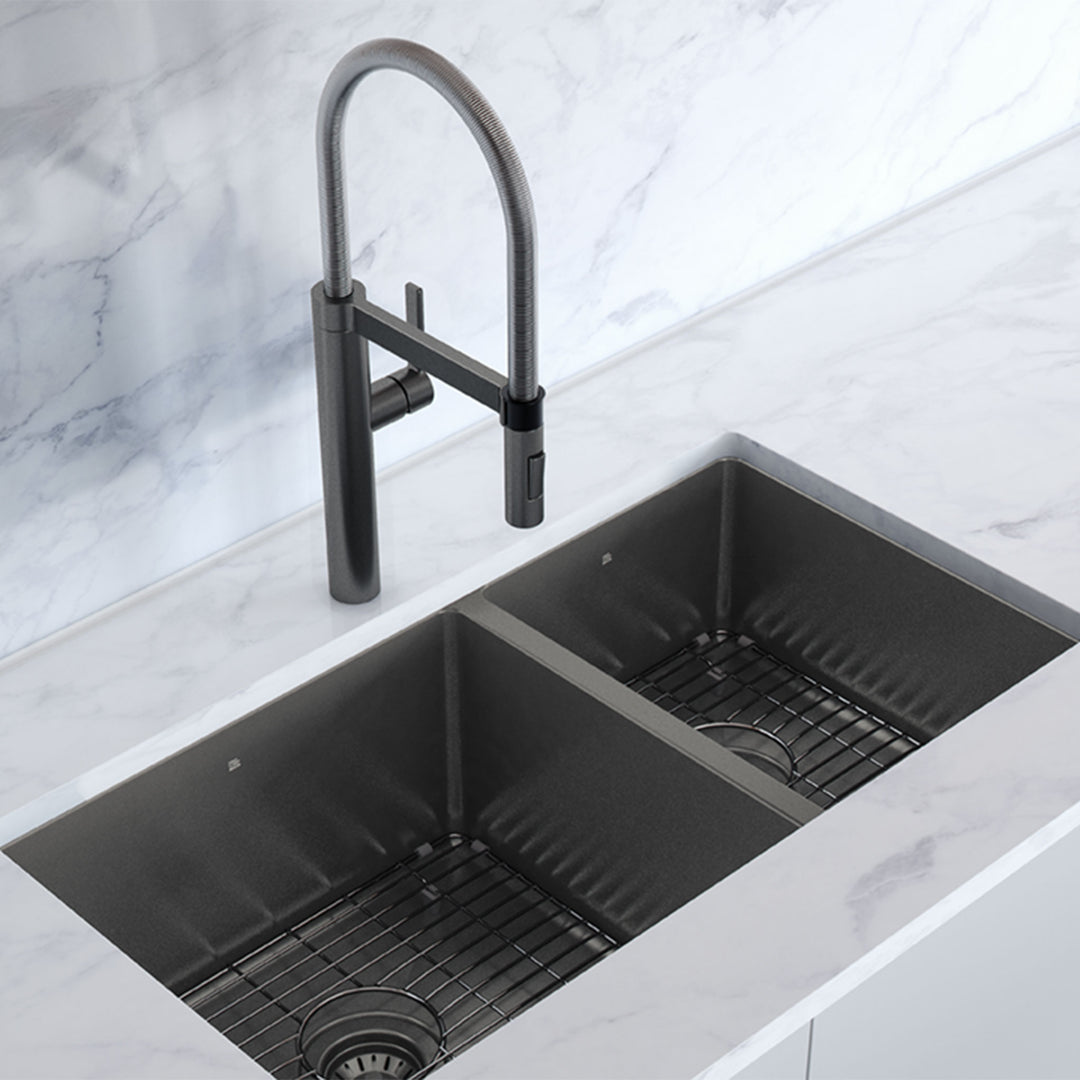 Prochef by Julien ProInox H75 Undermount Black Kitchen Sink with Grid