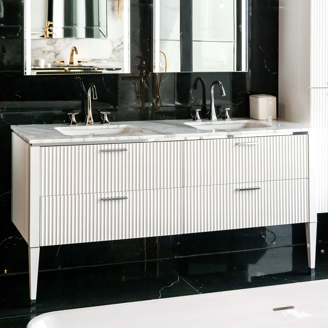 GB Group Bath Vanity LAMÈ Double Sink White