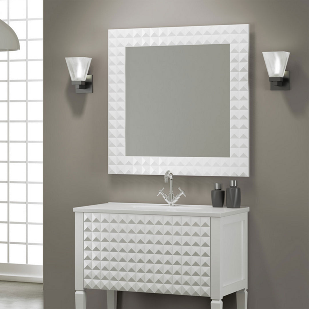 Macral Bathroom Mirror Diamond - White Gloss