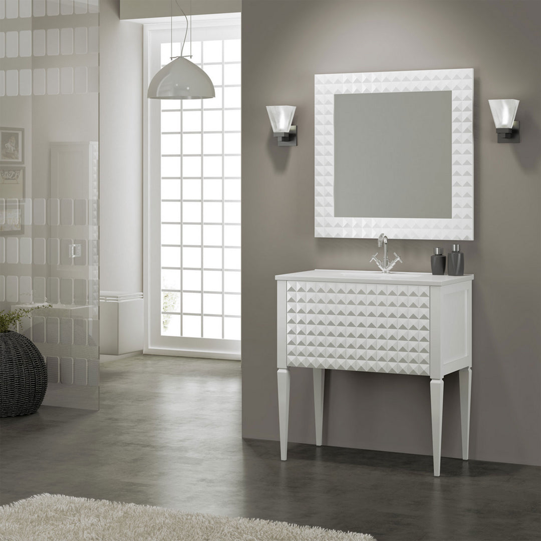 Macral Bathroom Mirror Diamond - White Gloss