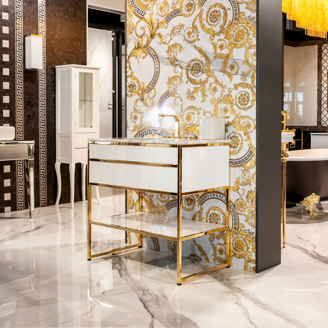 Oasis Bath Vanity Academy Gold and White